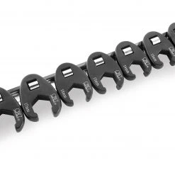 BikeMaster 10-Piece 3/8" Drive Metric Flare Crow Foot Wrench Set On Rail